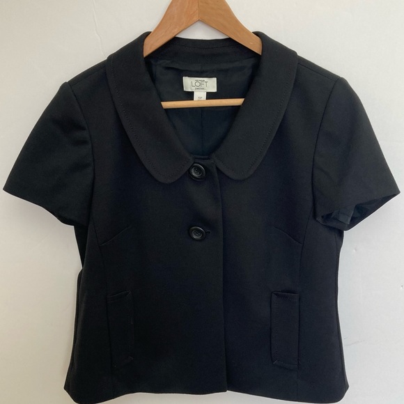 Ann Taylor LOFT Black Dressy Short Sleeve Crop Blazer Jacket - Picture 5 of 8